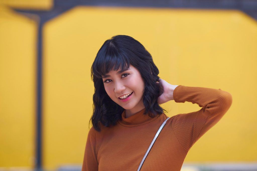 Curly Bob with Blunt Bangs